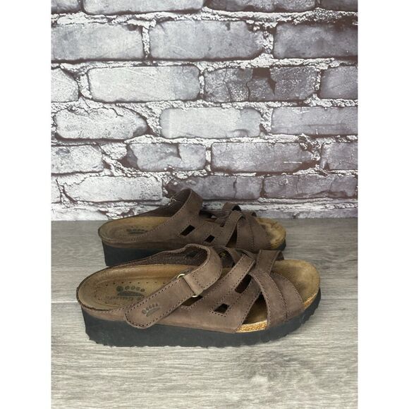 Spring Step Brown Suede Leather Cork Slide Wedge Sandals Women’s Sz 39EU/8.5M US - Picture 15 of 16